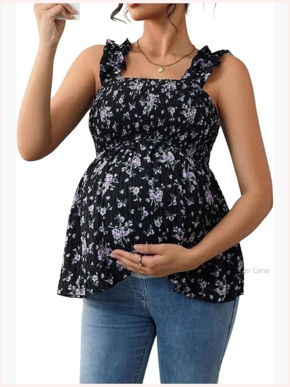 Maternity Tank Top Floral Babydoll Peplum Blouse Shirt